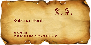 Kubina Hont névjegykártya